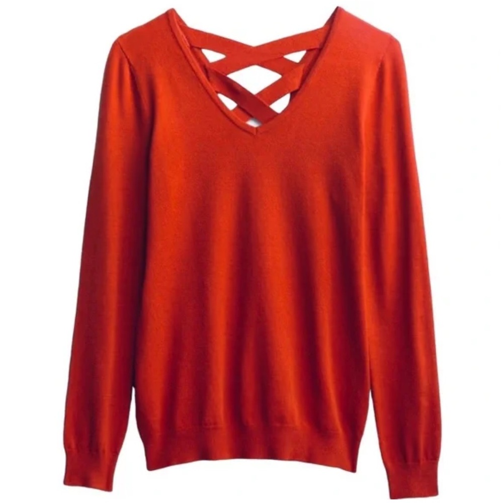 Stitch Fix x Love Ellie Women's Burnt Orange V-Neck Sweater Size XS NWOT